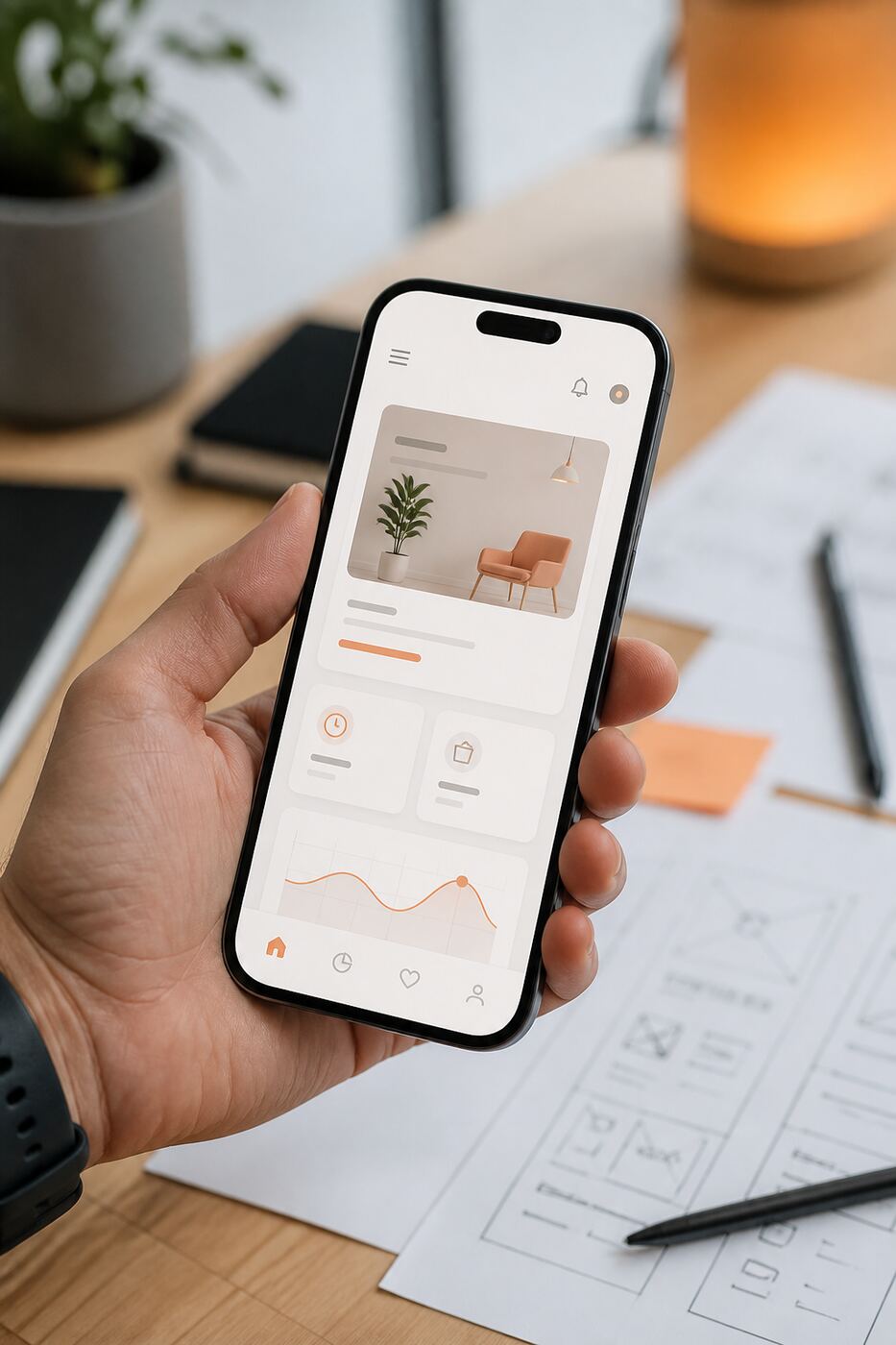 Smartphone showing a mobile product interface