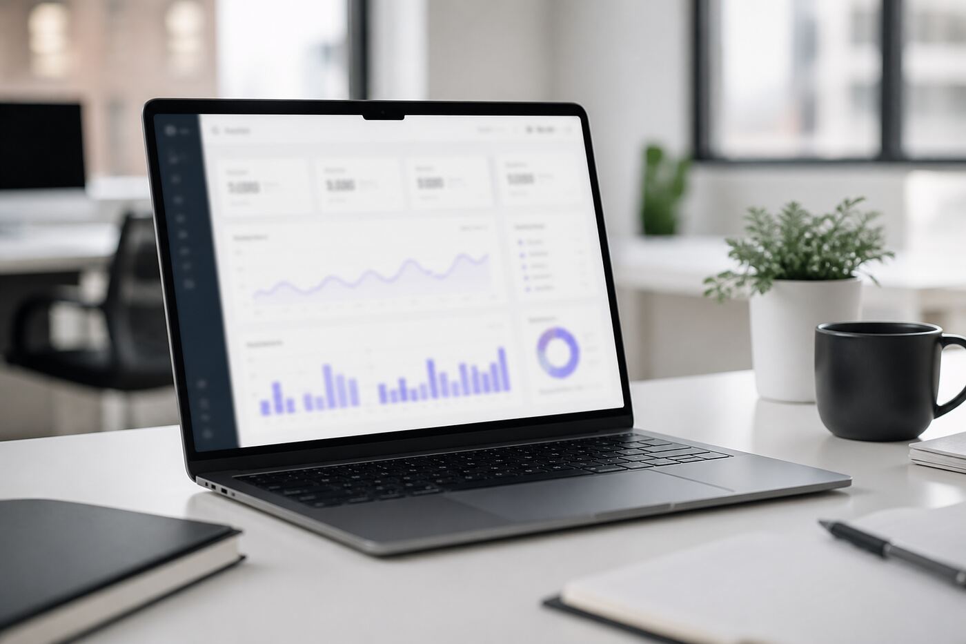 Laptop showing a SaaS analytics dashboard